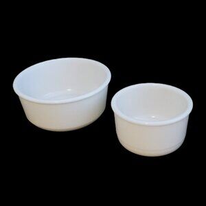 Vintage White Milk Glass Mixing Bowl Set of 2 Sunbeam Mixer Compatible
